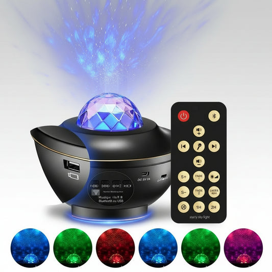 Lampe Anti-Stress 2-en-1 : Projection de Ciel Étoilé avec Ondulations Relaxantes de l’Eau - AstralLuminance