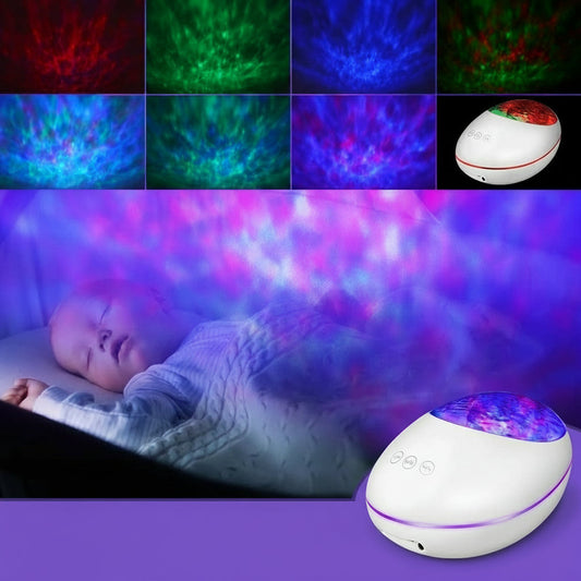 Projecteur Océan Relaxant 3-en-1 : Vagues Lumineuses, Veilleuse & Musique Bluetooth - AstralLuminance