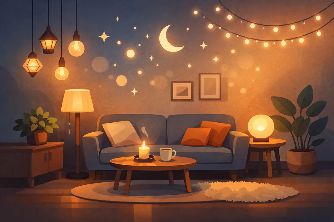 Idées d’éclairage pour un salon cosy et magique