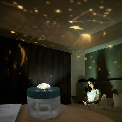 Veilleuse Rotative 3-en-1 : Humidificateur, Projection Ciel Étoilé & Portable Rechargeable pour une Chambre Magique - AstralLuminance