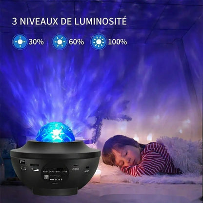 Lampe Anti-Stress 2-en-1 : Projection de Ciel Étoilé avec Ondulations Relaxantes de l’Eau - AstralLuminance