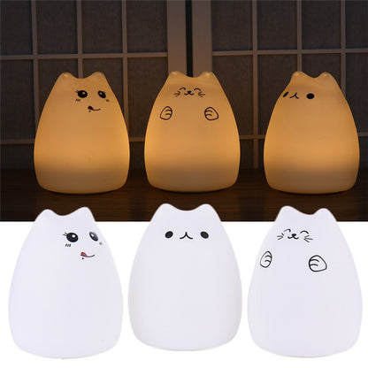 Veilleuse LED Chat Silicone Tactile - 7 Couleurs Rechargeable