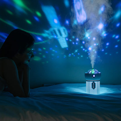 Humidificateur d’Air 3-en-1 : Brume Relaxante, Veilleuse Apaisante & Projection d’Étoiles Magique AstralLuminance