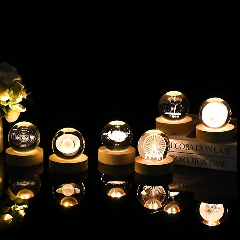 Boule de Cristal Lumineuse : Lumière d’Ambiance Unique avec Projection Éclatante AstralLuminance