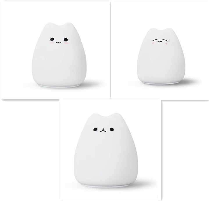 Veilleuse LED Chat Silicone Tactile - 7 Couleurs Rechargeable
