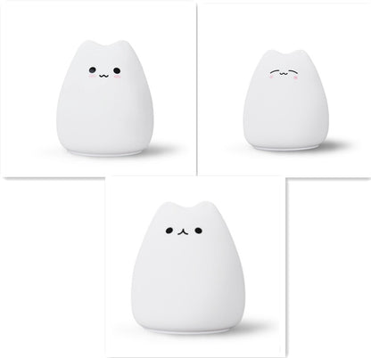 Veilleuse LED Chat Silicone Tactile - 7 Couleurs Rechargeable
