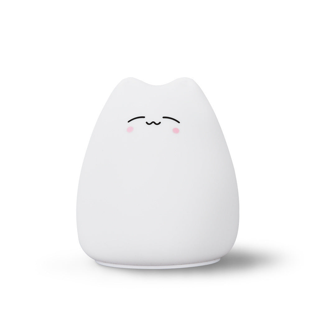 Veilleuse LED Chat Silicone Tactile - 7 Couleurs Rechargeable