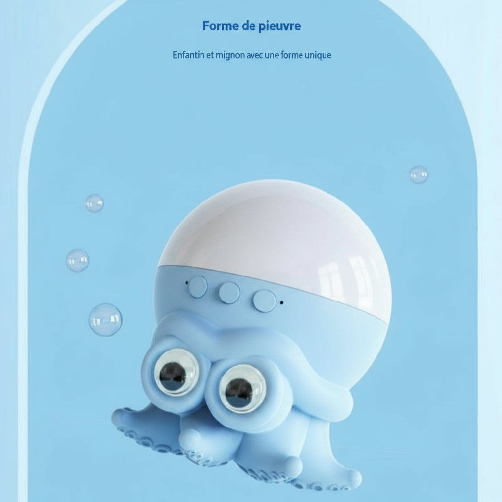 Lampe de Chevet Poulpe Mignon : Projection d’Ondulations d’Eau & Lumière d’Ambiance Relaxante - AstralLuminance