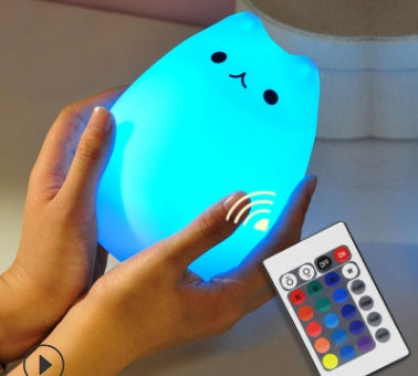 Veilleuse LED Chat Silicone Tactile - 7 Couleurs Rechargeable