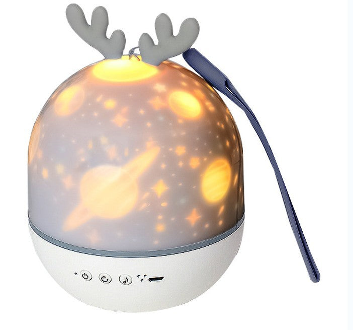 Lampe LED Rotative 4-en-1 : Projection Lumineuse Envoûtante, Boîte à Musique & Recharge USB - AstralLuminance