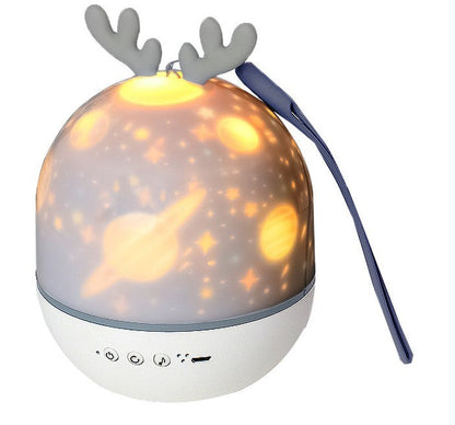 Lampe LED Rotative 4-en-1 : Projection Lumineuse Envoûtante, Boîte à Musique & Recharge USB - AstralLuminance