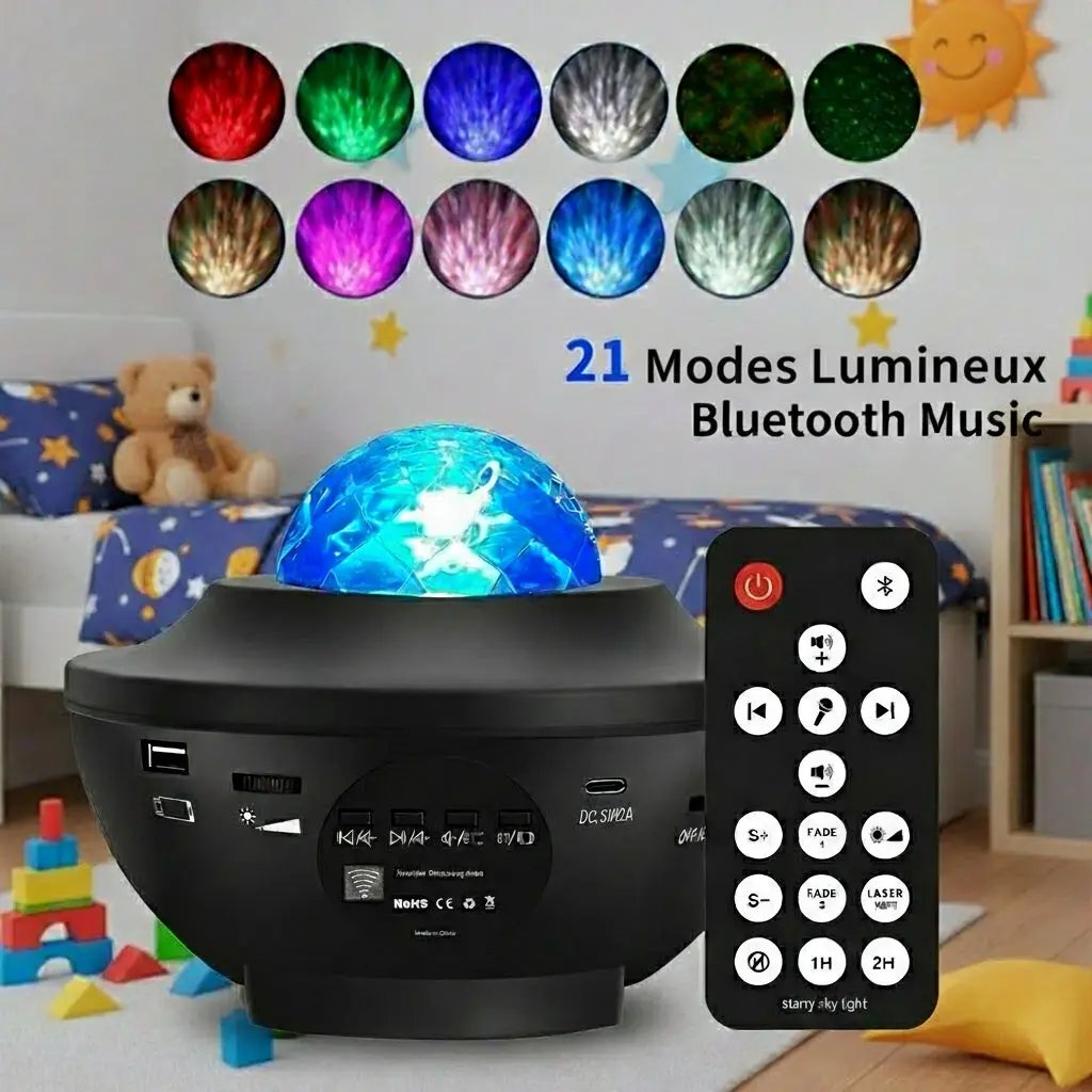 Lampe Anti-Stress 2-en-1 : Projection de Ciel Étoilé avec Ondulations Relaxantes de l’Eau - AstralLuminance