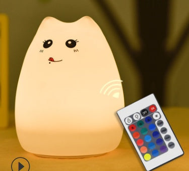 Veilleuse LED Chat Silicone Tactile - 7 Couleurs Rechargeable