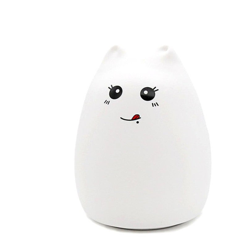 Veilleuse LED Chat Silicone Tactile - 7 Couleurs Rechargeable