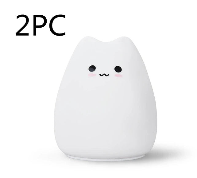 Veilleuse LED Chat Silicone Tactile - 7 Couleurs Rechargeable