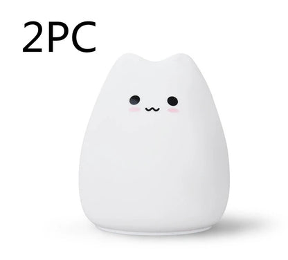 Veilleuse LED Chat Silicone Tactile - 7 Couleurs Rechargeable