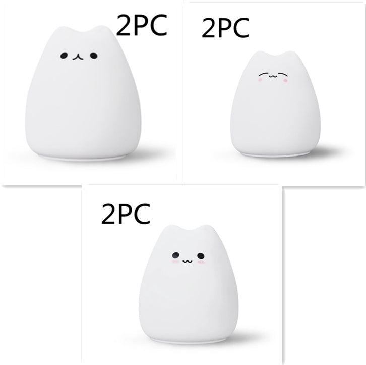 Veilleuse LED Chat Silicone Tactile - 7 Couleurs Rechargeable