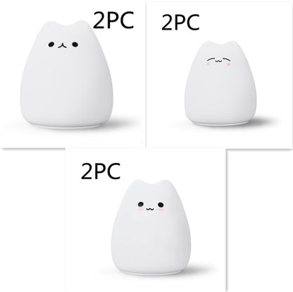 Veilleuse LED Chat Silicone Tactile - 7 Couleurs Rechargeable