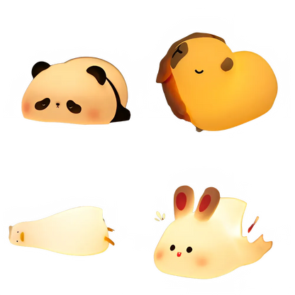 Veilleuse Animale en Silicone - Panda, Capybara, Axolotl ou Lapin - Lampe USB Rechargeable pour Enfants - AstralLuminance