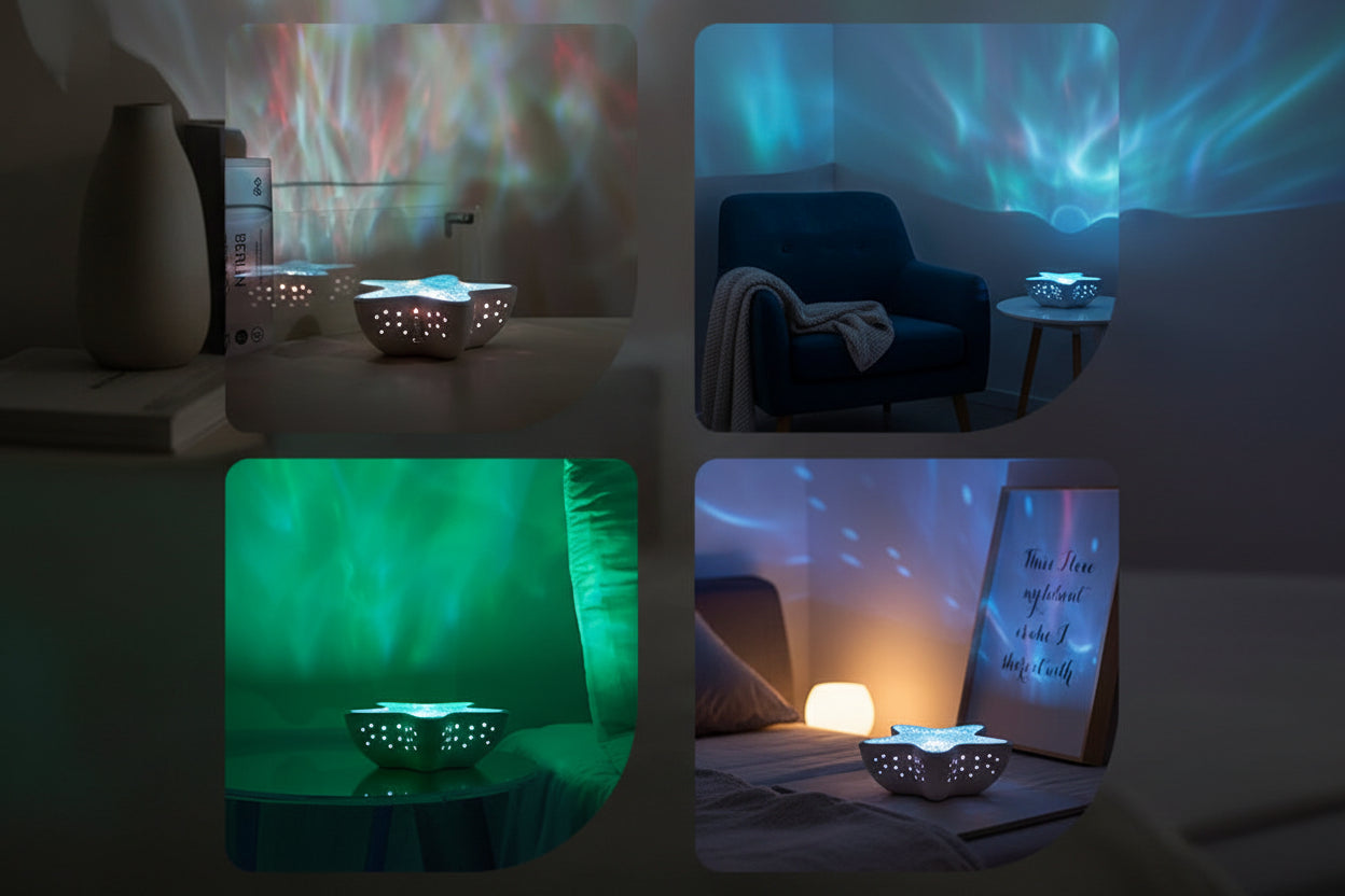Projecteur Aurores Boréales RGB – Lampe Océan Rechargeable pour Chambre et Fêtes - AstralLuminance