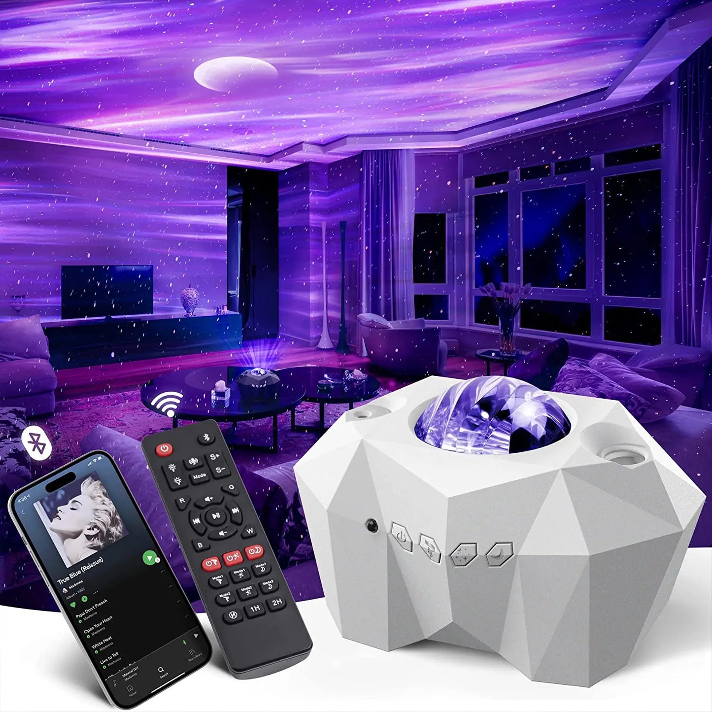 NEW Aurora Projectors Galaxy Star Projector Northern Light Starry Sky Moon Lamp For Bedroom Decor Bluetooth Music Nightlights - AstralLuminance