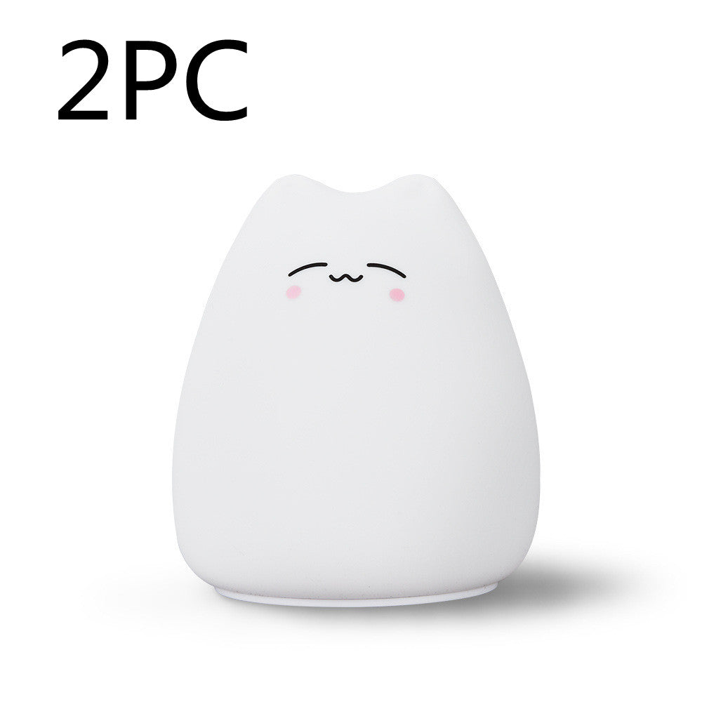 Veilleuse LED Chat Silicone Tactile - 7 Couleurs Rechargeable
