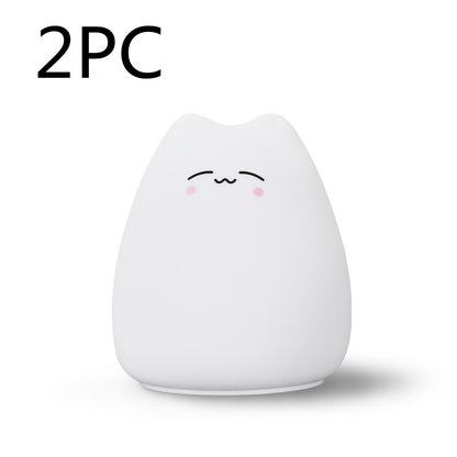 Veilleuse LED Chat Silicone Tactile - 7 Couleurs Rechargeable