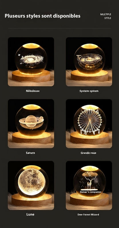 Boule de Cristal Lumineuse : Lumière d’Ambiance Unique avec Projection Éclatante AstralLuminance