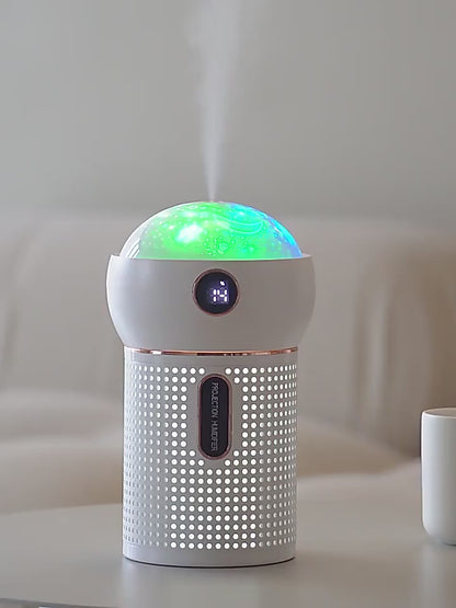 Humidificateur d’Air 3-en-1 : Brume Relaxante, Veilleuse Apaisante & Projection d’Étoiles Magique